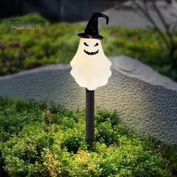 5 шт. солнечные фонари в виде тыквы, уличные украшения на Хэллоуин, солнечная подсветка, тыквенные наземные колья для вечеринки, украшение двора, крыльца жёлтый