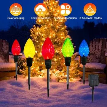 5 шт. солнечные рождественские дорожки огни солнечный рождественский декор светодиодный снеговик солнечные огни уличные водонепроницаемые фонари для кольев сад двор