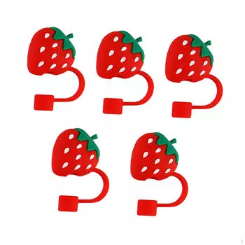 5 шт., соломенная крышка, пробка для вечеринки, прочный креативный силиконовый пылезащитный колпачок в форме фруктов розовый