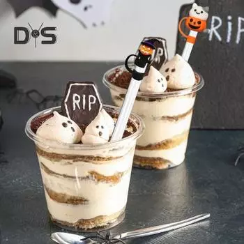 5 шт. соломенная шляпа на Хэллоуин с силиконовой крышкой, милый дизайн с привидением, пищевая, нескользящая, многоразовая, простая в использовании, идеальная для переноски, аксессуары для чашек 5pcs