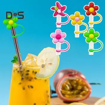 5 шт. соломенный чехол для стакана, пылезащитный соломенный топпер, дизайн леденца, силиконовые наконечники для соломинок, крышки, милый защитный чехол для соломинки, украшение из соломы, сувениры для вечеринки