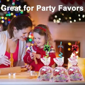 5 шт., соломинки для питья, пищевой класс, без BPA, гладкие края, пиксель, тематические, новинка, соломинки для сока, украшение для вечеринки 5pcs