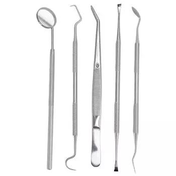 5 шт., стоматологические инструменты, гигиенический набор для удаления налета, скребок из нержавеющей стали, инструменты для чистки зубов