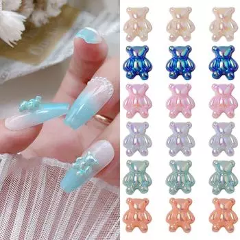 5 шт. Стразы для ногтей в виде милых медведей, 3D-украшения для ногтей в виде медведей, подвески для ногтей в виде мармеладных медведей, украшения для ногтей для женщин и девочек, драгоценные камни для ногтей розовый