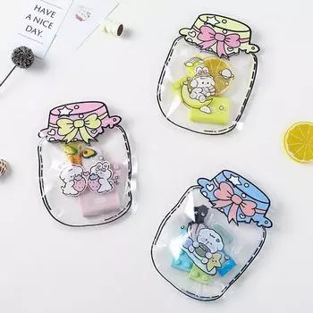 5 шт. сумка для хранения шпилек, многоразовая, в форме мультяшной бутылки, пластиковые пакеты с застежкой-молнией, прозрачные пакеты для подарков на День святого Валентина, конфет, ювелирных изделий розовый