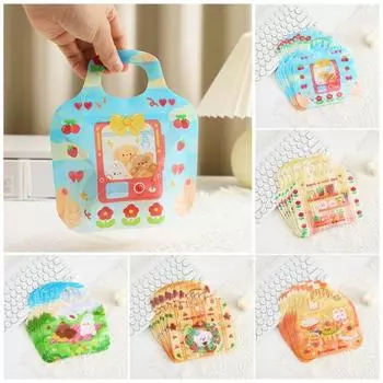 5 шт., сумка на молнии, милый мультяшный дизайн, самозакрывающаяся с портативной ручкой, многоразовая пластиковая сумка на молнии