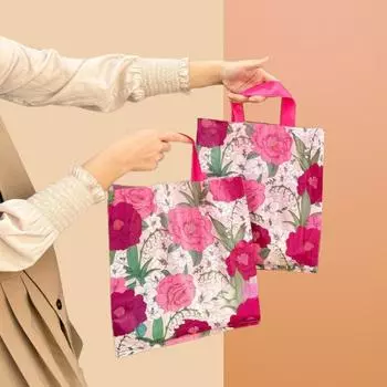 5 шт. сумки-тоут с принтом камелии, праздничные принадлежности, прозрачные для ежедневного использования, хозяйственные сумки, пластиковая подарочная упаковка на День матери 250x300x80mm