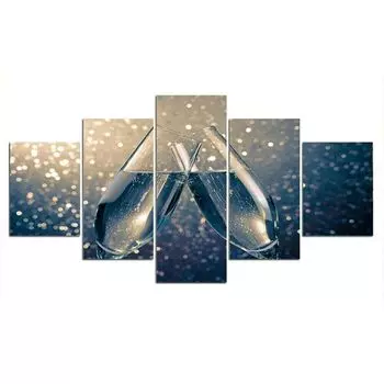5 шт., свадебные бокалы для шампанского, холст, картина, настенный художественный декор, фотографии, HD печать, 5 панелей, абстрактный постер, декор комнаты, современный 20x35 20x45 20x55cm