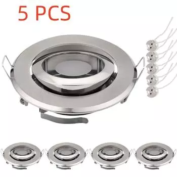 5 шт. светильника направленного света с патроном лампы MR16, круглая белая светодиодная встраиваемая потолочная рама для выреза в потолке и шкафу 85 мм
