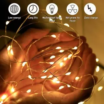 5 шт. светодиодных гирлянд, атмосферные маленькие цветные светильники на батарейках, сказочные огни для рождественского улично-фестивального декора комнаты