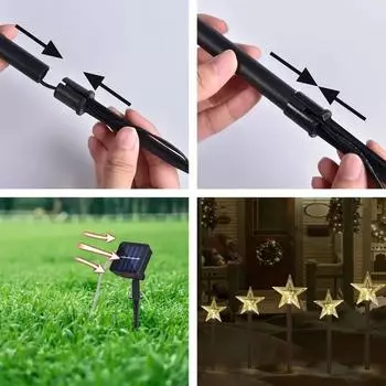 5 шт. светодиодных солнечных газонных ламп на открытом воздухе, водонепроницаемые, для рождественской елки, снежинок, звезд, декора, вечеринки, сада, крыльца, ландшафта, солнечных ламп