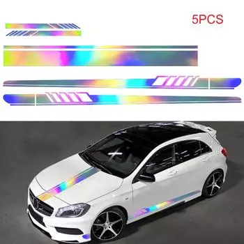 5 шт. светоотражающая полоса виниловая наклейка на бок автомобиля авто кузовные гонки спортивные наклейки универсальный автомобиль грузовик DIY наклейка в полоску виниловые наклейки украшения разноцветный