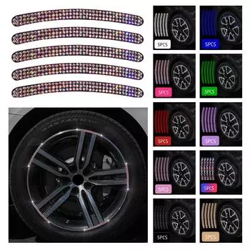 5 шт. светоотражающие полосы для колес автомобиля мотоцикла, цветные наклейки на ступицу, наклейки для стайлинга автомобиля, наклейки для автомото декора, аксессуары
