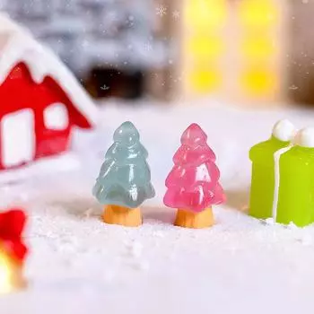 5 шт. светящиеся рождественские елочные украшения мини-сосна кукольный домик микропейзаж