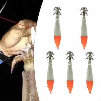 5 шт. светящихся крючков для ловли кальмаров, приманка для морской рыбалки, приманки для ловли осьминогов с крючками из нержавеющей стали,