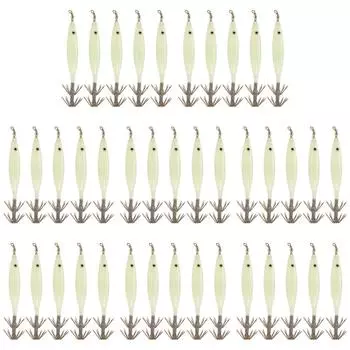 5 шт. светящихся приманок для креветок 8 см кальмар джиг-крючок осьминог жесткие приманки (Серебряный)