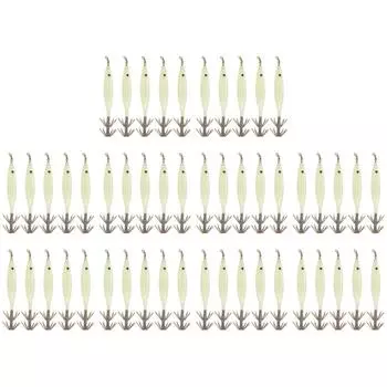 5 шт. светящихся приманок для креветок 8 см кальмар джиг-крючок осьминог жесткие приманки (Серебряный) #C