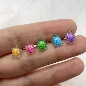 5 шт. светящийся маленький черепаший язык ноготь милый смоляной язык кольцо пирсинг кольца прокол ювелирные изделия OneSize