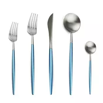 5 шт. тарелка, ужин, десерт, вилка, ложка, нож, набор столовых приборов, набор столовых приборов из нержавеющей стали 304, посуда зелёный/серебряный