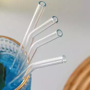 5 шт. термостойких соломинок из боросиликатного стекла с кисточкой, прозрачные соковые смузи, молочные коктейли, стеклянные соломинки для чая, многоразовые прозрачный