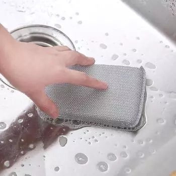 5 шт. ткань для мытья посуды, не царапающая губка, мягкая, гибкая, многоразовая, многоразовая, скруббер, инструмент для очистки твердых поверхностей серебряный