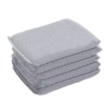 5 шт. ткань для мытья посуды, не царапающая губка, мягкая, гибкая, многоразовая, многоразовая, скруббер, инструмент для очистки твердых поверхностей серебряный