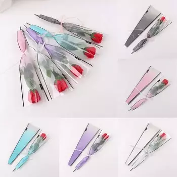 5 шт. Треугольный одиночный букет подарочная упаковка прозрачная цветочная упаковка роза упаковочная бумага водонепроницаемый пластиковый упаковочный пакет серебряный