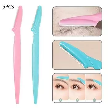 5 шт. триммер для бровей из нержавеющей стали, острый скребок для бровей, триммер для бровей, инструмент для макияжа и ремонта бровей розовый