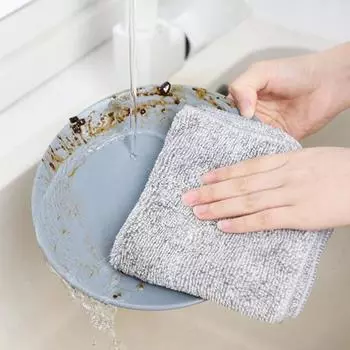 5 шт. тряпка из бамбукового волокна, супер водопоглощающие, утолщенные, безворсовые, мягкие, устойчивые к разрыву, маслостойкие подушечки для мытья посуды, кухонные полотенца 20x20cm