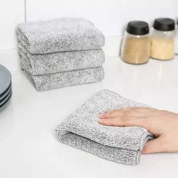 5 шт. тряпка из бамбукового волокна, супер водопоглощающие, утолщенные, безворсовые, мягкие, устойчивые к разрыву, маслостойкие подушечки для мытья посуды, кухонные полотенца 20x20cm