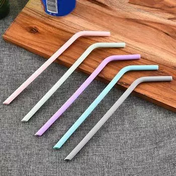5 шт., трубочки для питья, полезные для повторного использования, пищевые, удобные, портативные, широкого применения, силиконовые соломинки для напитков с чистящей щеткой B