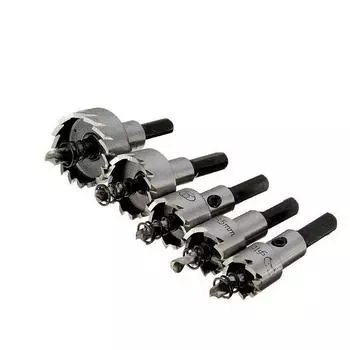 5 шт. твердосплавный наконечник, сверла из быстрорежущей стали, набор кольцевых пил, нержавеющая сталь, металлический сплав 16/18,5/20/25/30 мм 5PCS /set