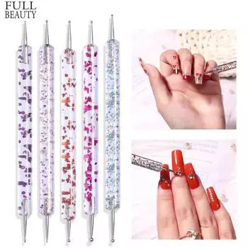 5 шт., УФ-гель для дизайна ногтей, точечная ручка, акриловая ручка, кисть со стразами, инструменты для украшения ногтей, инструменты для маникюра 5Pcs