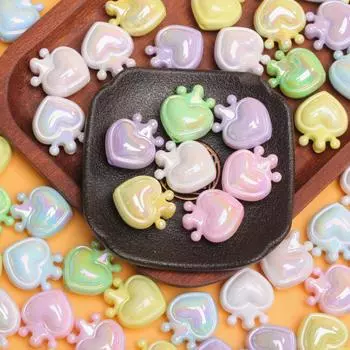 5 шт., УФ-ослепление, персиковое сердце, свободные бусины, модное ожерелье ручной работы из материала «сделай сам», браслет, ювелирные аксессуары розовый