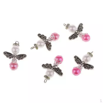 5 шт. Угловые крылья, тибетское серебро, сплав, ABS жемчужные подвески-шармы для самостоятельного изготовления ювелирных изделий,