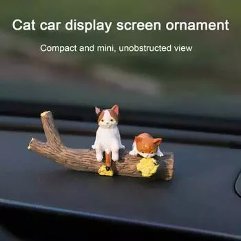 5 шт., украшение в виде кошки, расписанная вручную миниатюрная фигурка кошки из смолы, коллекционная миниатюрная скульптура кошки для центрального экрана управления автомобилем, подарок любителям кошек A