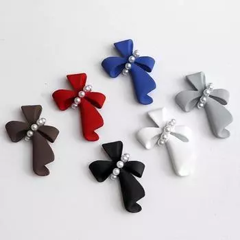 5 шт. украшений для ногтей с искусственным жемчугом, яркий цвет, пластик, универсальный, 3D, бант, украшения для ногтей своими руками, аксессуары для ногтей чёрный