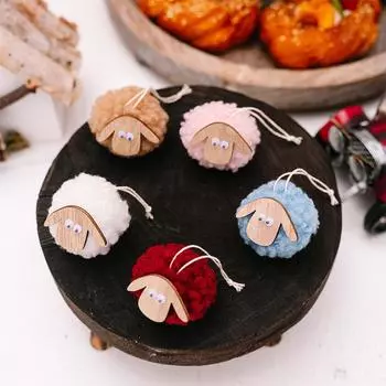 5 шт. Украшения в виде ягненка для елки, войлочные украшения для рождественской елки, подвесные декоративные украшения для рождественской елки, реквизит для фотосъемки, праздник белый