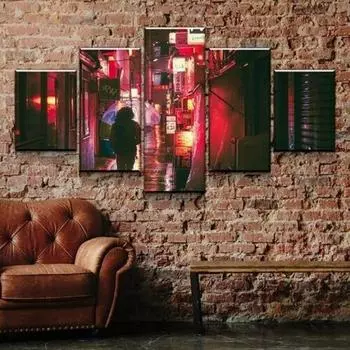 5 шт., уличные ночные картины, настенные художественные плакаты, HD печать, домашний декор, холст, картины без рамки, 5 шт., декор для комнаты, современный 5 панелей 20x35 20x45 20x55cm