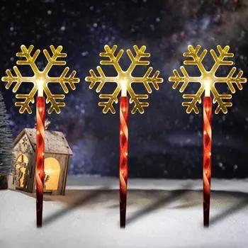 5 шт., уличные солнечные садовые фонари IP44, водонепроницаемые, проводка не требуется, простая установка, рождественские украшения в виде снежинок, светильники для кольев Snowflake