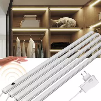 5 шт. умный светодиодный кухонный светильник с последовательным подключением, светодиодные барные светильники, ручная ночная лампа, шкаф, шкаф, спальные комнаты, датчик движения, освещение с вилкой европейского стандарта 30CM белый