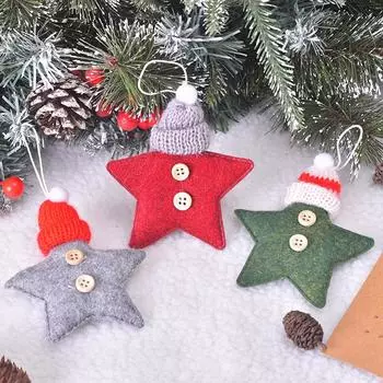 5 шт. универсальная звездная елка с вязаными шапками красная пятизвездочная рождественская декорация для украшения рождественской елки подвесные украшения креативные аксессуары Green Star