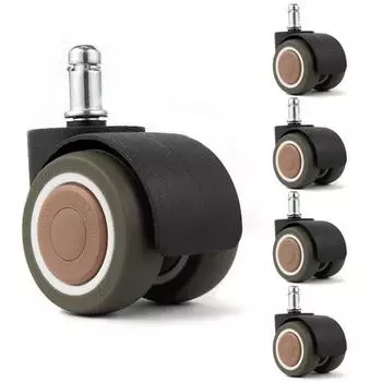 5 шт., универсальное бесшумное колесо для стула, 2 дюйма, сменные ролики для офисного стула, резиновые мягкие безопасные роликовые мебельные колеса M11x21mm