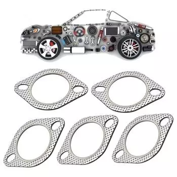 5 шт. универсальные автомобильные аксессуары серебристый алюминиевый автомобильный тюнинг 2 болта высокотемпературная прокладка выхлопной трубы фланец 2,5 дюйма прокладка головки блока цилиндров серебряный