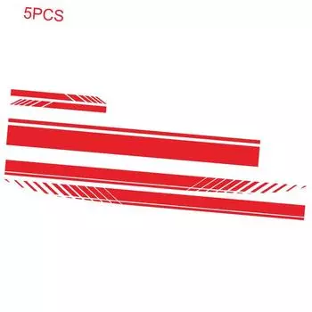 5 шт. универсальный красный гоночный автомобиль, боковая полоса, юбка, наклейка на крышу, капот, наклейка для всех автомобилей, наклейка из ПВХ чёрный