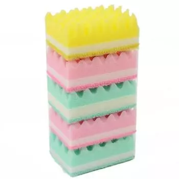 5 шт./упаковка, симпатичная цветная моющая губка, волнистая губка, кухонный инструмент для уборки, домашний набор 5 Piece/Pack