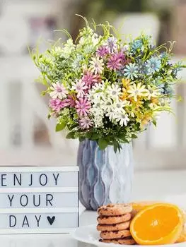 5 шт. устойчивых к ультрафиолетовому излучению искусственных полевых цветов, шелковых цветов, искусственных ромашек, уличных искусственных пластиковых растений, композиций для дома, внутреннего и наружного сада, вазы, декора зелёный