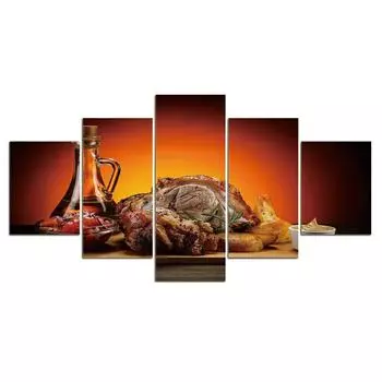 5 шт. ужин, обед, мясо, еда, 5 шт., картины на холсте, HD печать, домашний декор, без рамки, 5 панелей, декор для комнаты, абстрактный плакат, современный 20x35 20x45 20x55cm