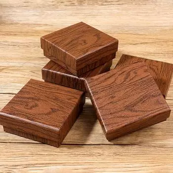 5 шт. Винтажный стиль DIY крафт-бумага серьги шкатулка ювелирные изделия шкатулки свадебный подарок ожерелье органайзер кольца упаковка коричневый под дерево темно-коричневого