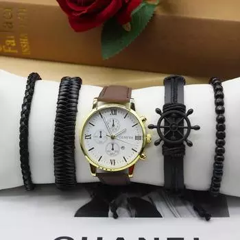 5 шт. Высококачественные модные водонепроницаемые часы с минутной шкалой, в комплекте роскошные бизнес-часы для занятий спортом, бега, работы на открытом воздухе, офисного работника